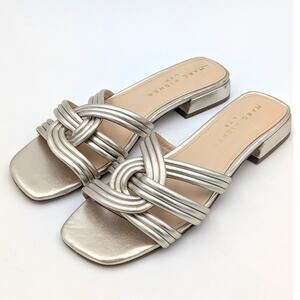 Marc Fisher LTD Casara Slide Sandal Women's Square Toe Gold Size US6.5M EU37